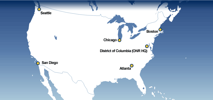 Map of ONR U.S. locations