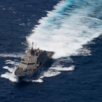 200216-N-RL695-2126 CARIBBEAN SEA (February 16, 2020) The Freedom-class littoral combat ship USS Little Rock (LCS 9) underway in the Caribbean Sea. The USS Little Rock is deployed to the U.S. Southern Command area of responsibility in support of Joint Interagency Task Force South (JIATF-S) Campaign MARTILLO targeting counter illicit drug operations. (U.S. Navy photo by Mass Communication Specialist 3rd Class Marianne Guemo/Released)