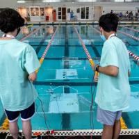 Participants operate their remotely operated vehicles (ROVs) through an underwater course during the annual International SeaPerch Challenge on June 4 at the University of Maryland in College Park, Maryland. The Office of Naval Research-sponsored competition brought together students to showcase the ROVs they built as part of a curriculum designed to boost their skills and interest in science, technology, engineering and math. (U.S. Navy photo by Michael Walls)