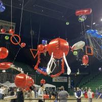 Participants compete in the Defend the Republic competition, an ONR-sponsored STEM contest featuring lighter-than-air vehicles, also called blimps. (Photo courtesy of Dr. Ningshi Yao/George Mason University)