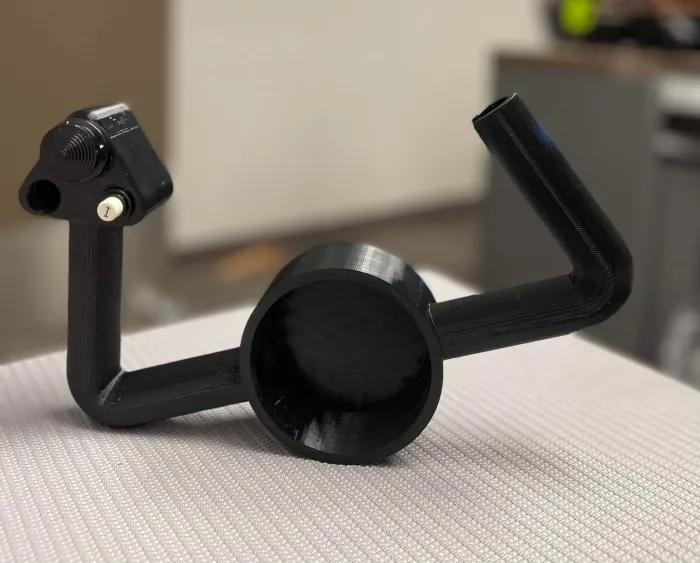 A replica of an aircraft yoke to be used in repair training, created by a 3D printer.